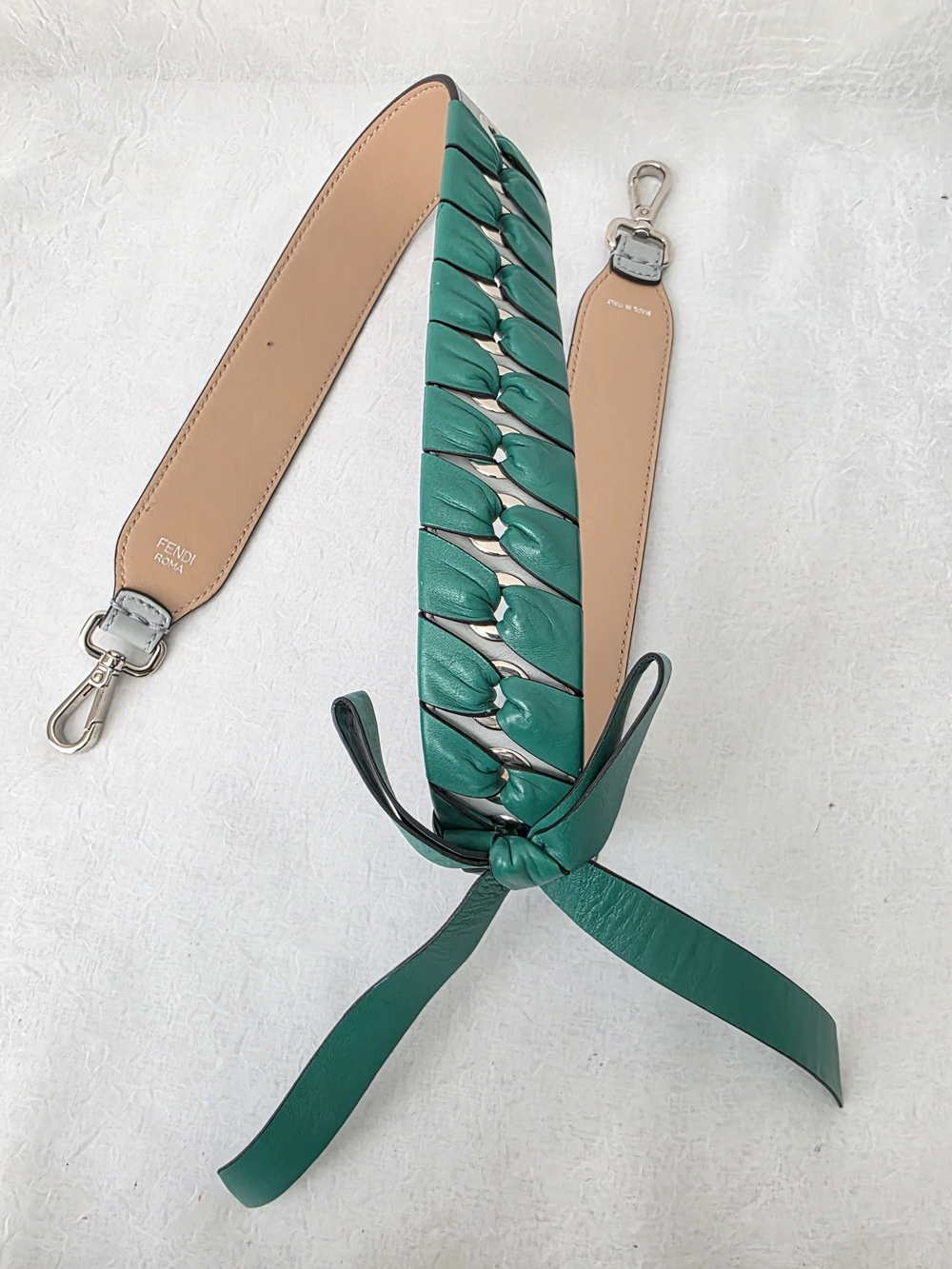 Auth Fendi Braided Leather Bag Strap